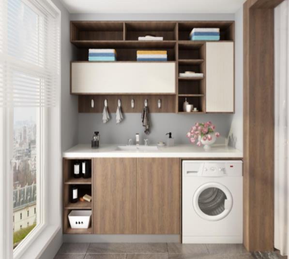 全鋁衛浴柜-03（風格：現代；顏色：胡桃暖白）