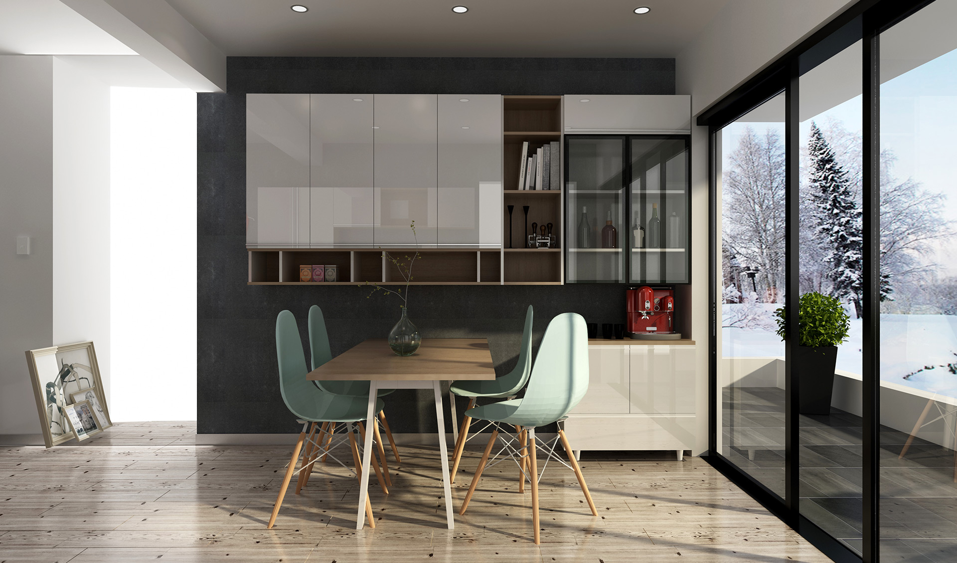 全鋁餐邊柜-01（風格：現(xiàn)代；顏色：橡木暖白）